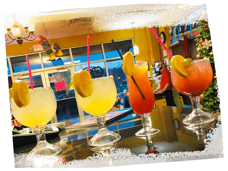 Colorful selection of cocktails and margaritas served at El Paso Mexican Grill
